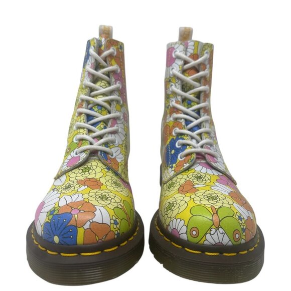 Rare Dr. Martens Pascal 1460 Floral Daisy Butterfly Print Leather Combat Boots 7 - Picture 3 of 14